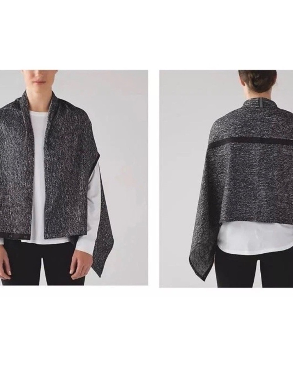 Lululemon women’s Vinyasa Scarf Shawl Wrap OS Gray Stretch Arm Holes